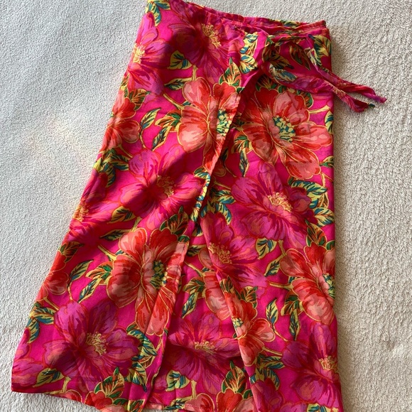 Beach Riot Floral Chiffon Side Tie Wrap Skirt OS - Picture 6 of 9